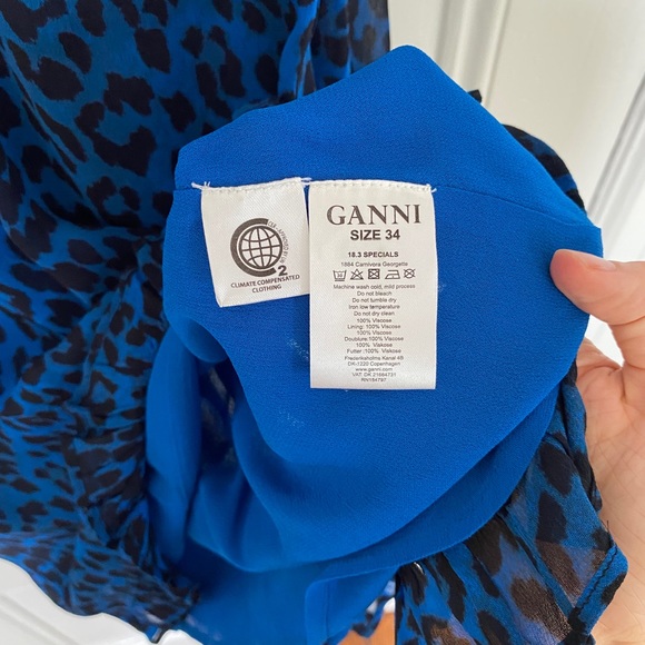 Ganni Blue Carnivora Cheetah Print Mini Dress - Picture 3 of 4